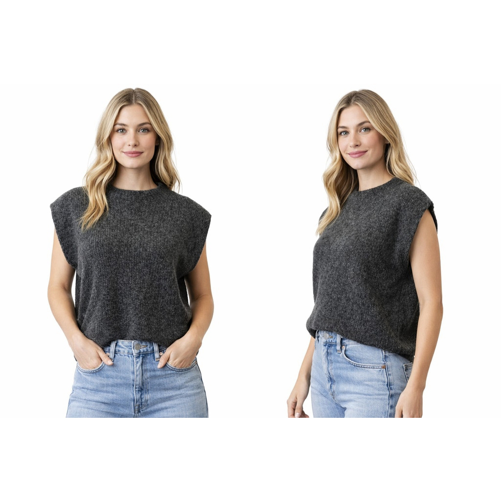 Banana Republic Alpaca Wool Sweater Vest Womens L Gray Chunky Knit NWT Quiet Lux